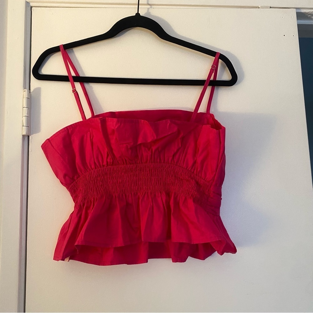 NWT Nasty Gal Hot pink Peplum Cami tank top size 8 - Picture 8 of 12
